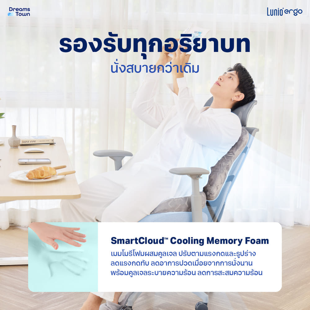 เซ็ตเบาะรองนั่ง+เบาะรองหลัง LUNIO ERGO PRO BACK CUSHION + LUNIO ERGO PRO SEAT CUSHION